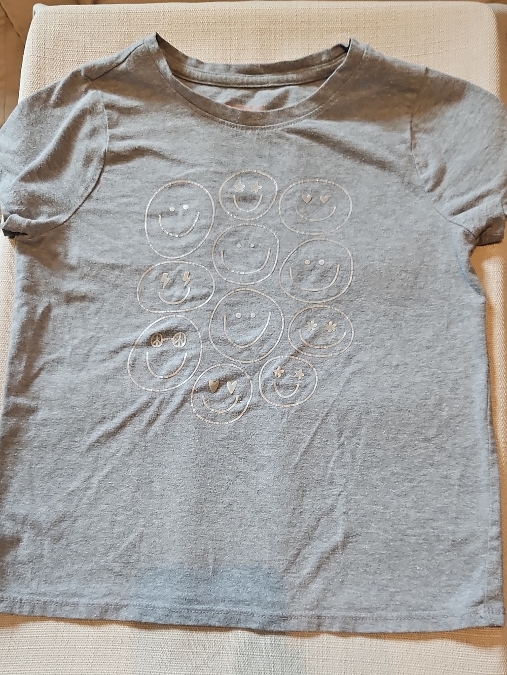 Cat & Jack Gray Short-Sleeve Tee with Metallic Smiley Faces